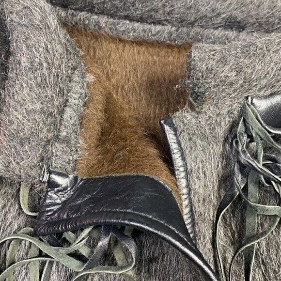 Vintage Bonnie Cashin Design Sills & Co. Mohair Leather Trimmed Cape Coat RARE - Picture 5 of 12